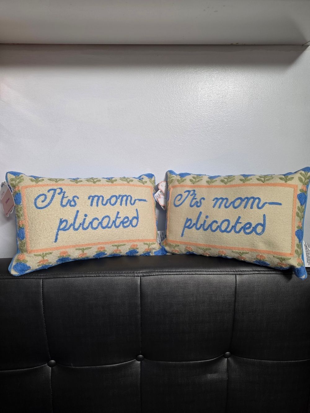New It's Mom Plicated Decorative Lumbar Pillow bundle, 14" x9" indoor home decor